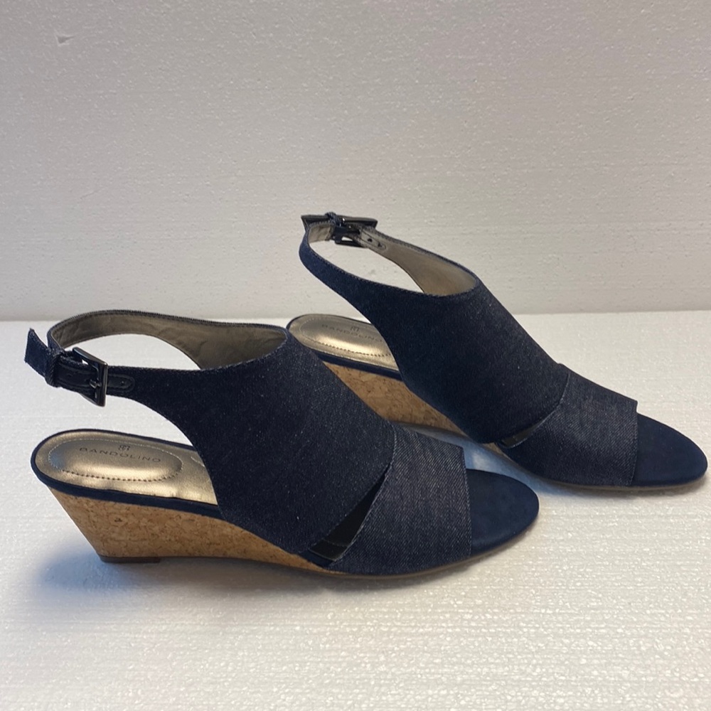 Denim, cork wedges sandals